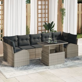 Juego de Sofá de Jardín de 8 Piezas con Cojines Gris Claro de Ratán de , Sofás de exterior - Ref: Foro24-3348598, Precio: 636...