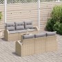 Conjunto de sofá de jardín 7 pcs Beige 55 x 55 x 37 cm