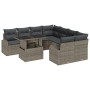 Juego de Sofá de Jardín de 9 Piezas con Cojines Gris Ratán Poliéster von , Outdoor-Sofas - Ref: Foro24-3348615, Preis: 603,23...