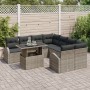 Juego de Sofá de Jardín de 9 Piezas con Cojines Gris Ratán Poliéster von , Outdoor-Sofas - Ref: Foro24-3348615, Preis: 603,23...