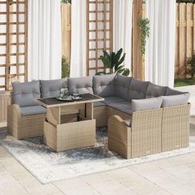 Set de Sofá de Jardín de 9 Piezas con Cojines Beige de Ratán Sintético von , Outdoor-Sofas - Ref: Foro24-3348616, Preis: 618,...