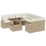 Conjunto de Sofá de Jardín de 9 Piezas con Cojines de Ratán Beige by , Outdoor sofas - Ref: Foro24-3348617, Price: 651,65 €, ...