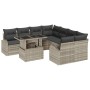 Juego de Sofá de Jardín de 9 Piezas con Cojines de Ratán Poliéster Gris Claro by , Outdoor sofas - Ref: Foro24-3348618, Price...