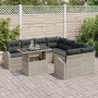 Juego de Sofá de Jardín de 9 Piezas con Cojines de Ratán Poliéster Gris Claro by , Outdoor sofas - Ref: Foro24-3348618, Price...
