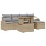 Juego de Sofá de Jardín de 6 Piezas con Cojines Beige de Poliratán von , Outdoor-Sofas - Ref: Foro24-3348626, Preis: 414,70 €...