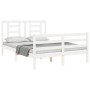 Weißer Massivholzbettrahmen mit Kopfteil 140x200 cm von vidaXL, Betten und Lattenroste - Ref: Foro24-3194702, Preis: 132,57 €...