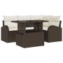 Conjunto de Sofá de Jardín de 5 Piezas con Cojines de Poliratán Marrón by , Outdoor sofas - Ref: Foro24-3348634, Price: 408,2...