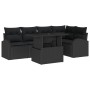 Juego de Sofá de Jardín de 6 Piezas con Cojines Negros de Ratán Poliéster by , Outdoor sofas - Ref: Foro24-3348649, Price: 44...