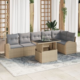 Juego de Sofá de Jardín de 7 Piezas con Cojines Beige de Poliratán von , Outdoor-Sofas - Ref: Foro24-3348656, Preis: 502,45 €...