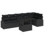 Juego de Sofás de Jardín de 7 Piezas con Cojines Negro Ratán Poliéster by , Outdoor sofas - Ref: Foro24-3348659, Price: 500,9...