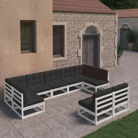 9-piece garden furniture set with white pine wood cushions by vidaXL, Garden sets - Ref: Foro24-3077215, Price: 873,89 €, Dis...