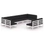 Gartenmöbelset 9 Stück mit Kissen weißes Kiefernholz von vidaXL, Gartensets - Ref: Foro24-3077215, Preis: 873,47 €, Rabatt: %