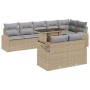 Conjunto de Sofá de Jardín de 9 Piezas con Cojines Beige de Ratán Sintético von , Outdoor-Sofas - Ref: Foro24-3348666, Preis:...