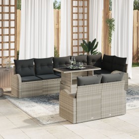 Juego de Sofá de Jardín de 9 Piezas con Cojines de Ratán Poli Gris Claro de , Sofás de exterior - Ref: Foro24-3348668, Precio...