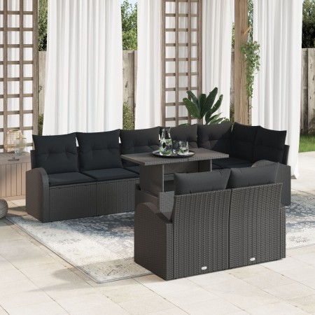 Conjunto de Sofá de Jardín de 9 Piezas con Cojines Negro Ratan Poligonal by , Outdoor sofas - Ref: Foro24-3348669, Price: 673...