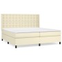 Cama box spring con colchón cuero sintético crema 200x200 cm