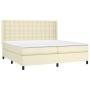 Cama box spring con colchón cuero sintético crema 200x200 cm