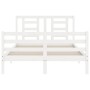 Weißer Massivholzbettrahmen mit Kopfteil 140x200 cm von vidaXL, Betten und Lattenroste - Ref: Foro24-3194702, Preis: 132,57 €...