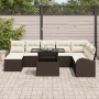 Juego de Sofá de Jardín de 9 Piezas con Cojines Marrón Poliratán von , Outdoor-Sofas - Ref: Foro24-3348694, Preis: 619,77 €, ...