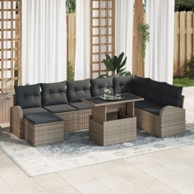 Conjunto de Sofá de Jardín de 9 Piezas con Cojines Gris Poliratán de , Sofás de exterior - Ref: Foro24-3348695, Precio: 594,5...