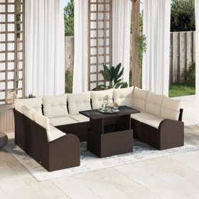 Juego de Sofás de Jardín de 10 Piezas con Cojines Marrón Ratán Sintético von , Outdoor-Sofas - Ref: Foro24-3348704, Preis: 68...