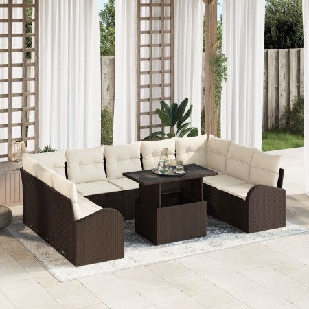 Juego de Sofás de Jardín de 10 Piezas con Cojines Marrón Ratán Sintético von , Outdoor-Sofas - Ref: Foro24-3348704, Preis: 68...