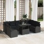 Conjunto de Sofás de Jardín de 10 Piezas con Cojines Negro Poliratán von , Outdoor-Sofas - Ref: Foro24-3348709, Preis: 677,64...