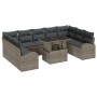Juego de Sofás de Jardín de 10 Piezas con Cojines de Ratán Poliéster Gris von , Outdoor-Sofas - Ref: Foro24-3348705, Preis: 6...