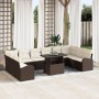 Juego de Sofá de Jardín de 11 Piezas con Cojines Marrón de Ratán Poliéster by , Outdoor sofas - Ref: Foro24-3348714, Price: 7...