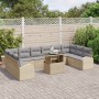Conjunto de Sofás de Jardín de 11 Piezas con Cojines Beige de Ratán Poliéster von , Outdoor-Sofas - Ref: Foro24-3348716, Prei...