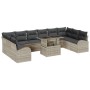 Juego de Sofá de Jardín de 11 Piezas con Cojines Gris Claro Ratán Poli by , Outdoor sofas - Ref: Foro24-3348718, Price: 821,3...