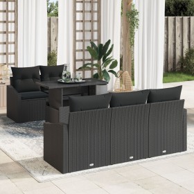 Juego de Sofás de Jardín de 6 Piezas con Cojines Negro Poliratán de , Sofás de exterior - Ref: Foro24-3348919, Precio: 472,03...