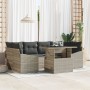Conjunto de Sofás de Jardín de 7 Piezas con Cojines Gris Claro de Poliratán by , Outdoor sofas - Ref: Foro24-3348938, Price: ...
