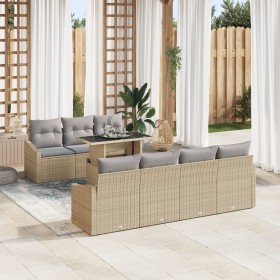Conjunto de Sofá de Jardín de 8 Piezas con Cojines Beige de Ratán de , Sofás de exterior - Ref: Foro24-3348946, Precio: 582,0...
