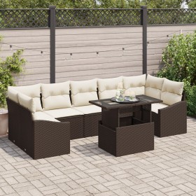 Conjunto de Sofá de Jardín de 8 Piezas con Cojines de Ratán Poliéster Marrón von , Outdoor-Sofas - Ref: Foro24-3348954, Preis...
