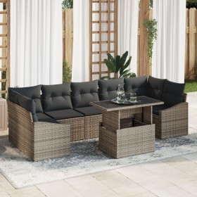Conjunto de Sofás de Jardín de 8 Piezas con Cojines Gris Ratán Sintético de , Sofás de exterior - Ref: Foro24-3348955, Precio...