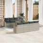 Juego de sofá de jardín de 9 piezas con cojines en ratán poliéster gris claro by , Outdoor sofas - Ref: Foro24-3348968, Price...