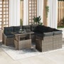 Conjunto de sofá de 9 piezas para jardín con cojines gris poliratán by , Outdoor sofas - Ref: Foro24-3348975, Price: 601,13 €...