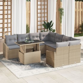 Juego de Sofá de Jardín de 9 Piezas con Cojines Beige Poliratán by , Outdoor sofas - Ref: Foro24-3348976, Price: 593,01 €, Di...