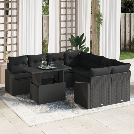 Juego de Sofá de Jardín de 9 Piezas con Cojines Negro Poliratán de , Sofás de exterior - Ref: Foro24-3348979, Precio: 627,07 ...