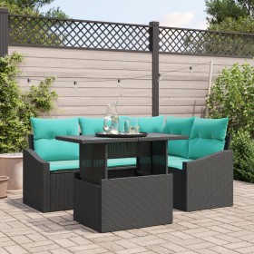 Juego de Sofás de 6 Piezas para Jardín con Cojines de Poliratán Negro von , Outdoor-Sofas - Ref: Foro24-3349003, Preis: 423,4...
