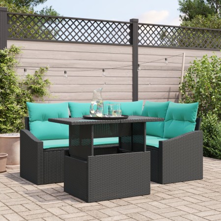 Juego de Sofás de 6 Piezas para Jardín con Cojines de Poliratán Negro von , Outdoor-Sofas - Ref: Foro24-3349003, Preis: 423,4...