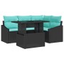 Juego de Sofás de 6 Piezas para Jardín con Cojines de Poliratán Negro von , Outdoor-Sofas - Ref: Foro24-3349003, Preis: 423,4...