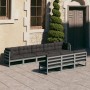 8-teiliges Gartenmöbel-Set mit Kissen aus grauem Kiefernholz von vidaXL, Gartensets - Ref: Foro24-3077146, Preis: 817,43 €, R...