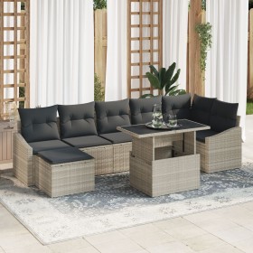 Juego de Sofá de Jardín de 8 Piezas con Cojines Gris Claro de Poliratán by , Outdoor sofas - Ref: Foro24-3349048, Price: 593,...