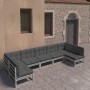 Set de muebles de jardín 7 pzas con cojines madera pino gris