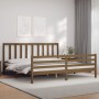Honey brown solid wood bed frame and headboard 200x200 cm by vidaXL, Beds and slatted bases - Ref: Foro24-3193879, Price: 167...