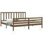 Honey brown solid wood bed frame and headboard 200x200 cm by vidaXL, Beds and slatted bases - Ref: Foro24-3193879, Price: 167...