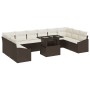 Conjunto de Sofás de Jardín de 11 Piezas con Cojines de Ratán Poli Marrón de , Sofás de exterior - Ref: Foro24-3349074, Preci...
