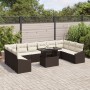 Conjunto de Sofás de Jardín de 11 Piezas con Cojines de Ratán Poli Marrón de , Sofás de exterior - Ref: Foro24-3349074, Preci...